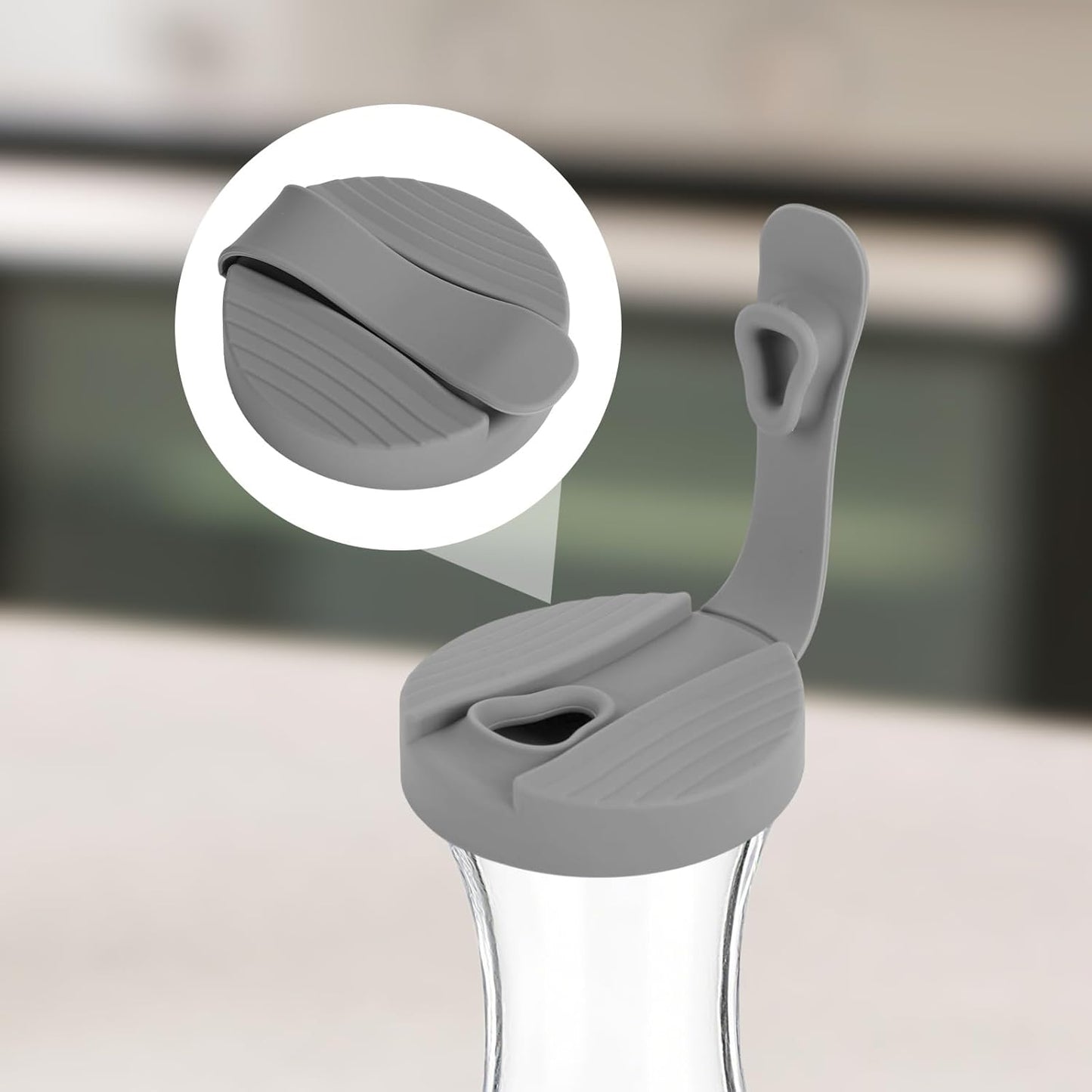 2pcs Salad Dressing Bottle Cap Compatible with Good Seasons, Leak-Proof Airtight BPA-Free Silicone Salad Dressing Cruet Top Replacement(Grey)