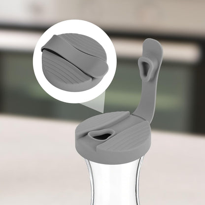 2pcs Salad Dressing Bottle Cap Compatible with Good Seasons, Leak-Proof Airtight BPA-Free Silicone Salad Dressing Cruet Top Replacement(Grey)