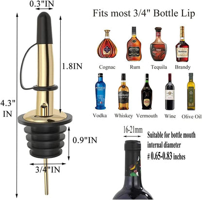 Pafusen 6 Pack Liquor Bottle Pourers, Liquor Pour Spout for Liquor Bottles, Stainless Steel Olive oil Dispenser Spout, Alcohol Pourer Spouts Dust Caps Covers Fixed, Sliver