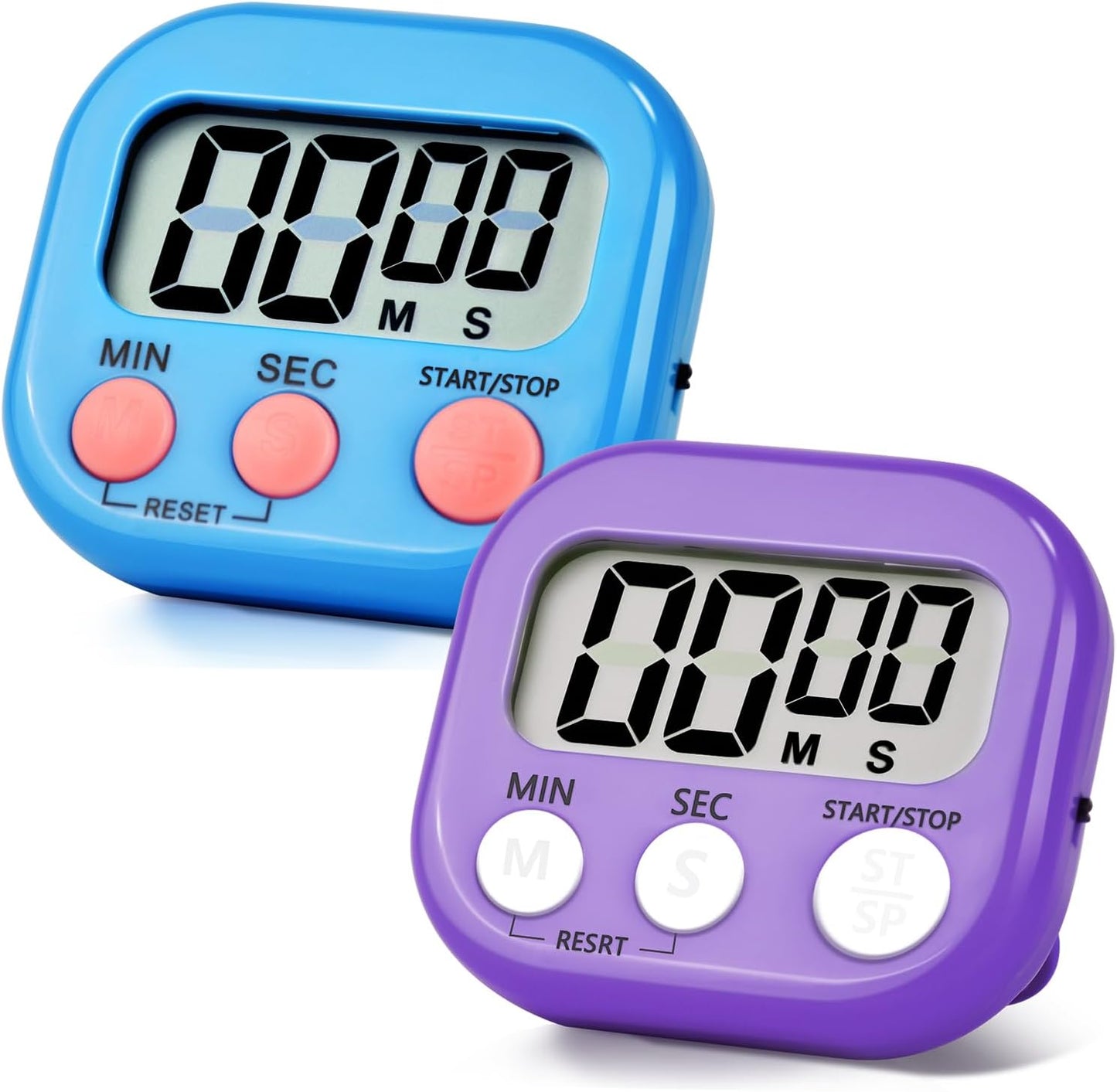 4 Pack Digital Kitchen Timer Magnetic Digital Timer with Big Display Loud Ring Cooking Timers for Cooking, Game, Gym, Break Time, Classroom(4, Pink, Green, Orange, White)