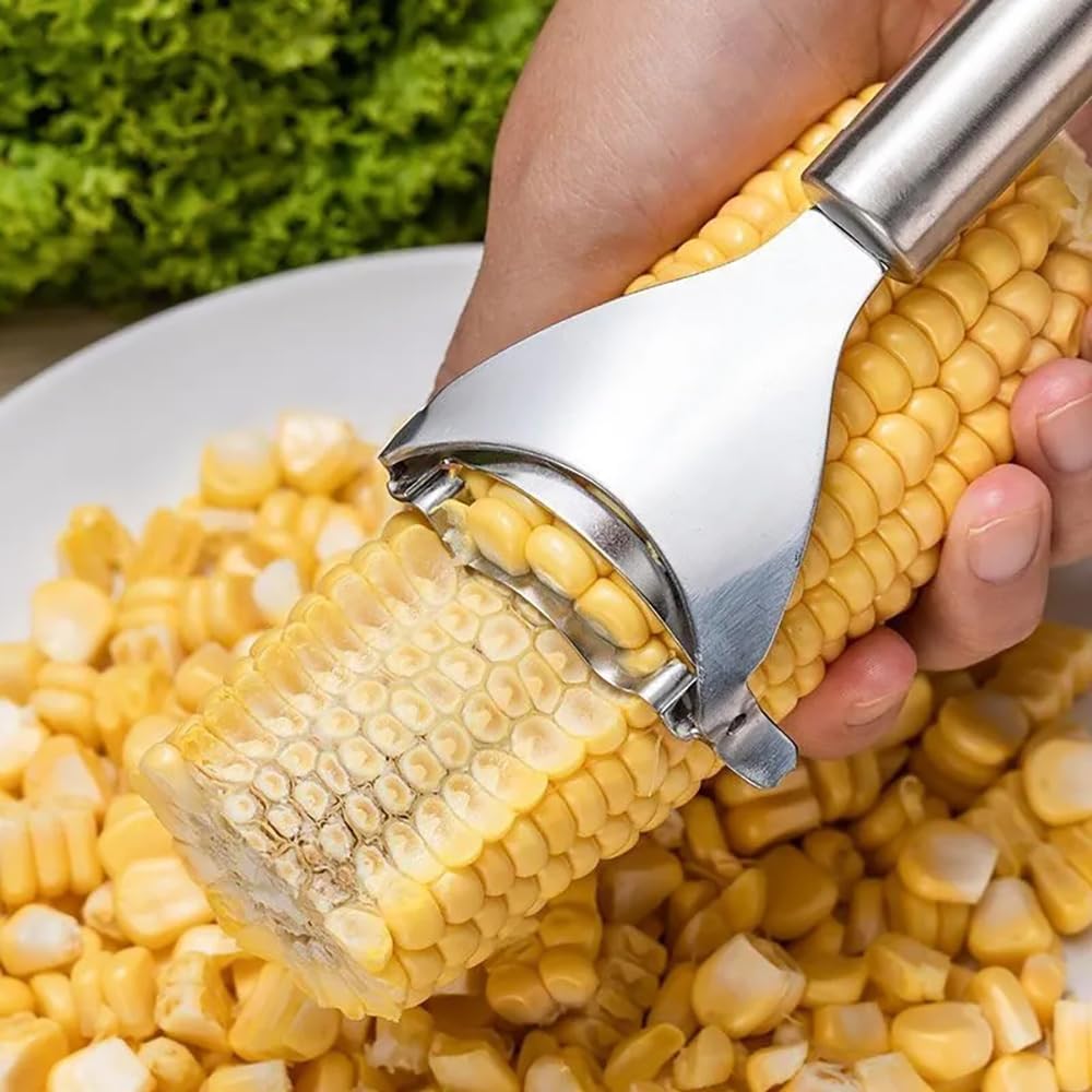 Corn Planer Cutter Thresher Peeler, Corn Thresher Cob Stripper Tool, Premium Stainless Steel Multifunctional Kitchen Grips Corn Planer Cob Cutter Kernels, with Hand Protect