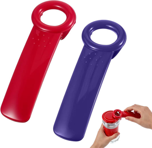 2 PACK Jar Opener, Easy Grip Jar Opener Gripper, Jar Key for Seniors, Arthritis, Carpal Tunnel Sufferers, Durable Plastic Jar Lid Opener（Orange/Rose Red）