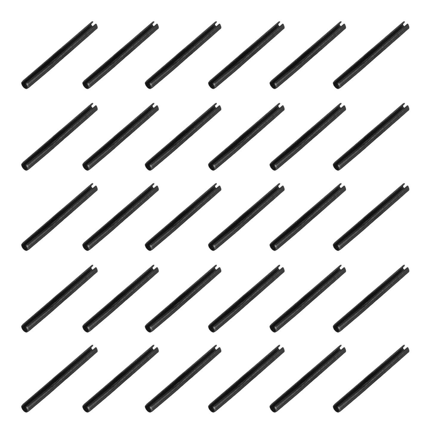 MECCANIXITY 25Pcs Slotted Split Roll Pins 1/2 Inch(12mm) Dia. 1-2/5 Inch(35mm) Length 65Mn Steel Spring Tension Expansion Dowels for Secure Fastening, Black - Colors B