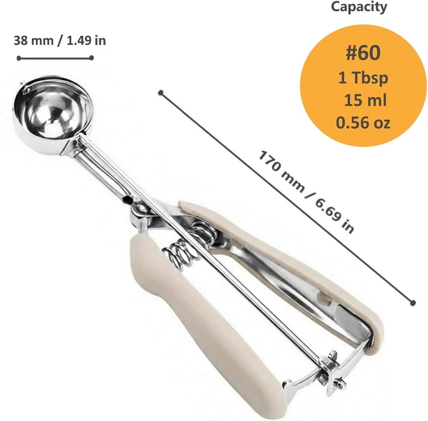 Cookie Scoop, Ice Cream Scoop, 1Tbsp/15 ml/0.5oz Cookie Scoops for Baking, 18/8 Stainless Steel Cookie Scooper for Baking, Ice Cream Scooper with Trigger Release, Cookie Dough Scoop with Non-slip Grip
