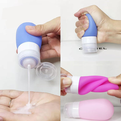 4-Pack Squeeze Salad Dressing Bottles, Leak Proof Food Storage Sauce Bottles Sauce Bottles, Portable Small Salad Dressing Containers,Food-grade Silicone- 4 Colors(1.3oz and 2 oz)