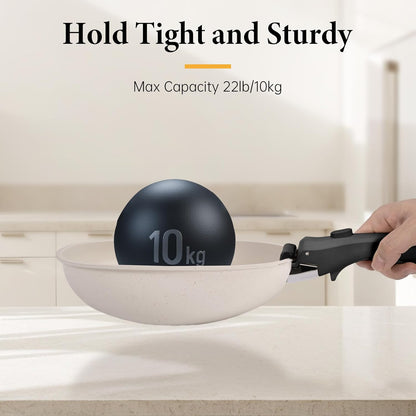 Removable Pot Handle, Universal Pan Handle, Replacement for Pots and Pans, Fits All Cookware, Includes Spoon Rest, Durable & Heat-Resistant, Cream White