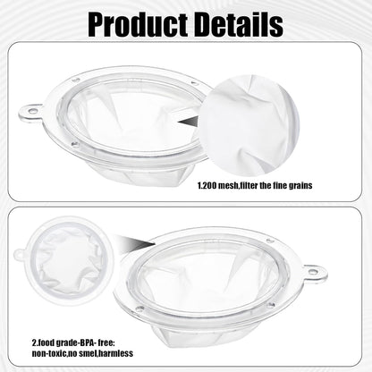 2 Pcs 200 Plastic Cooking Oil Filter, 5 Inch Nylon Fine Mesh Sieve Fine Strainer for Liquids Colander Kitchen Funnel for Yogurt Honey Milk Juice Wine Coffee Cheese Grease Filtering