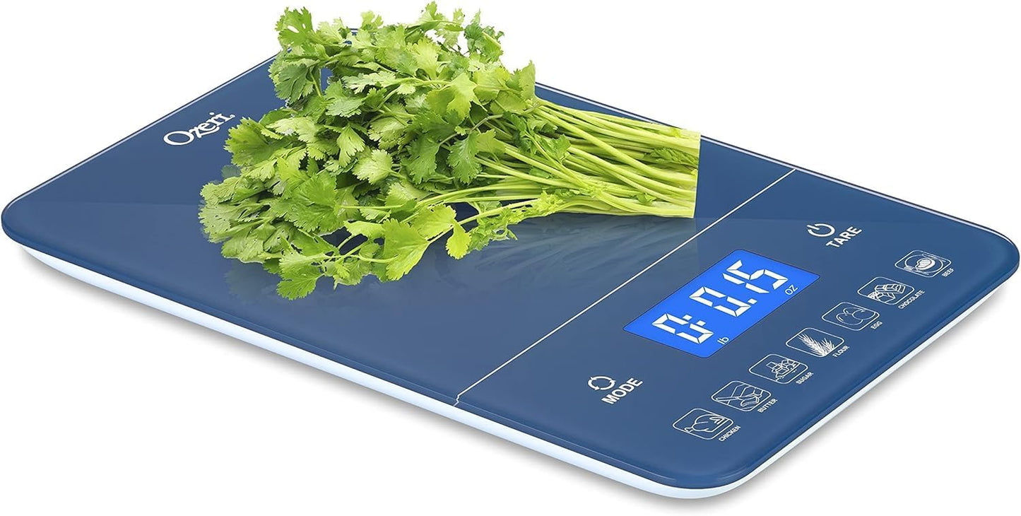Ozeri Touch III Digital Kitchen Scale with Calorie Counter, 22 lbs (10 kg), Calla Green