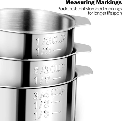20PCS Measuring Cups and Spoons Set, Stainless Steel Stackable Nesting Measuring Set with Leveler for Baking, Cooking, Dry & Liquid Ingredients