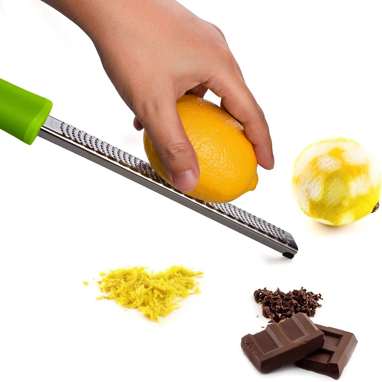 Lemon Zester, Stainless Steel Kitchen Cheese Grater, Plastic Cover Ergonomic Soft Black Handle