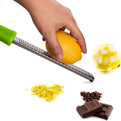 Lemon Zester, Stainless Steel Kitchen Cheese Grater, Plastic Cover Ergonomic Soft Black Handle