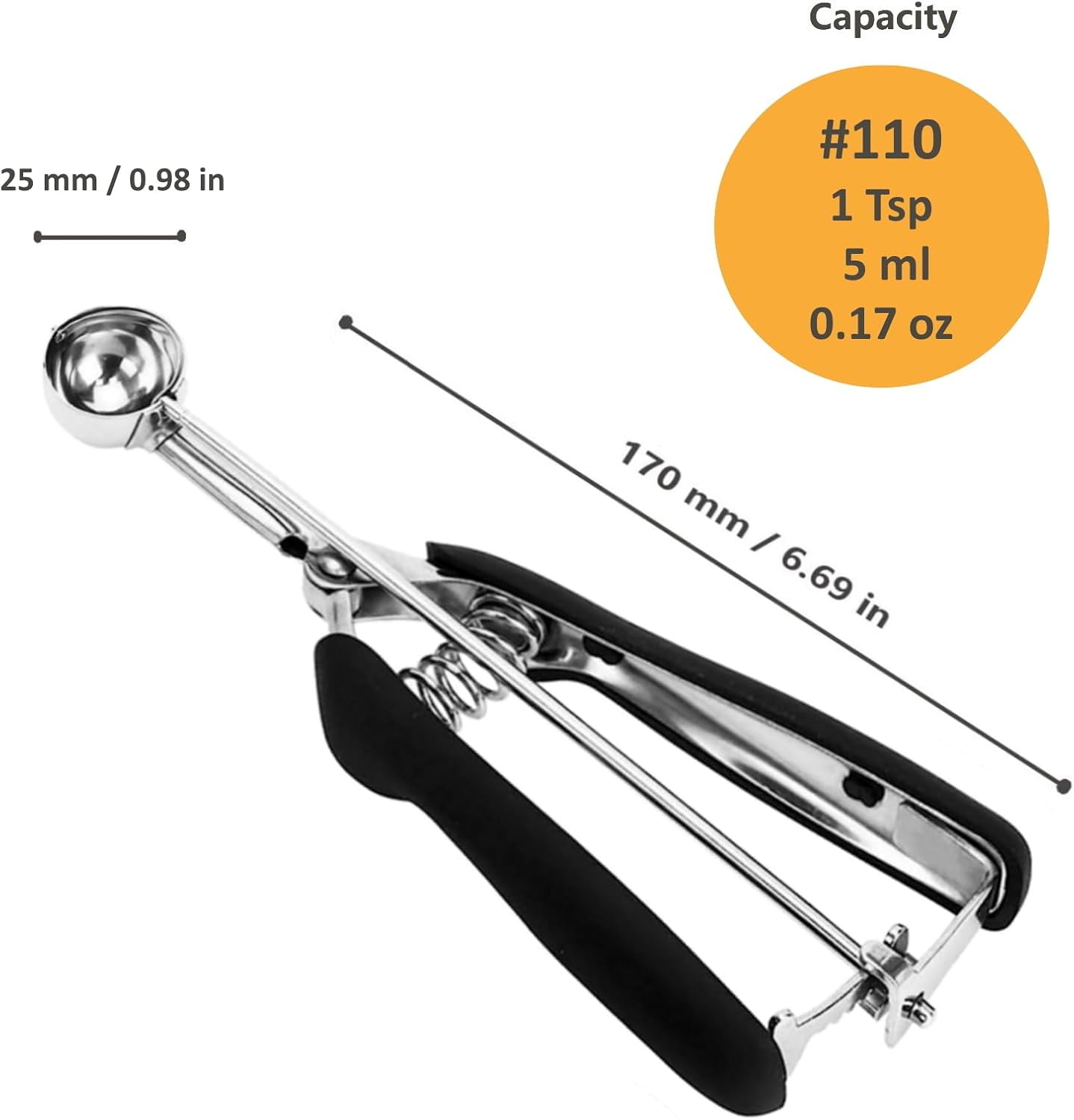Cookie Scoop, Ice Cream Scoop, 1Tbsp/15 ml/0.5oz Cookie Scoops for Baking, 18/8 Stainless Steel Cookie Scooper for Baking, Ice Cream Scooper with Trigger Release, Cookie Dough Scoop with Non-slip Grip