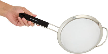 Restaurantware Fine Mesh Strainer Set of 3 Different Sizes with Silicone Handle Stainless Steel Extra Fine Mesh Strainer Heat-Resistant Handle Dishwasher-Safe for Rice, Quinoa, Pasta