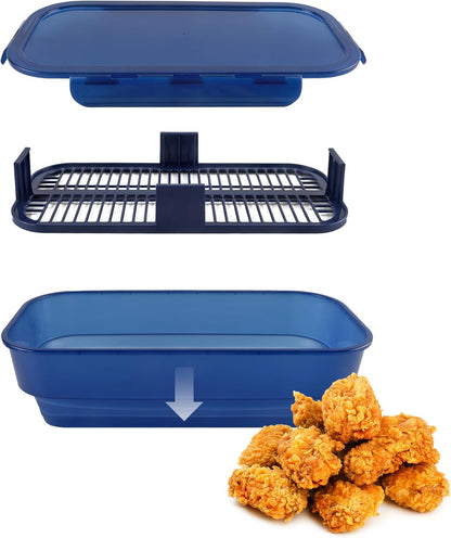 COOK WITH COLOR Collapsible Batter Bowl - Mess Free Breading Shaker Container - Great for Fried Fish, Fried Chicken, Onion Rings, Wings & More, Gray