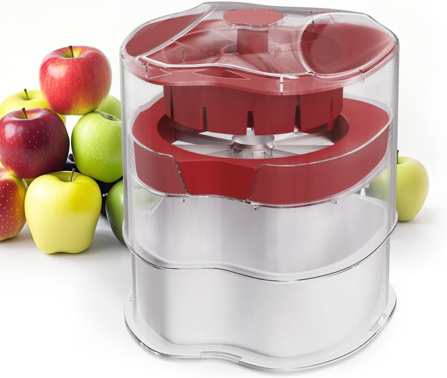 NEW Professional Apple Slicer and Corer 6.42in- Stainless Steel Apple Cutter with 12 Slices, Heavy Duty Design for Large Apples, Thin Slices, Compatible with Pears and Other Fruits（White）