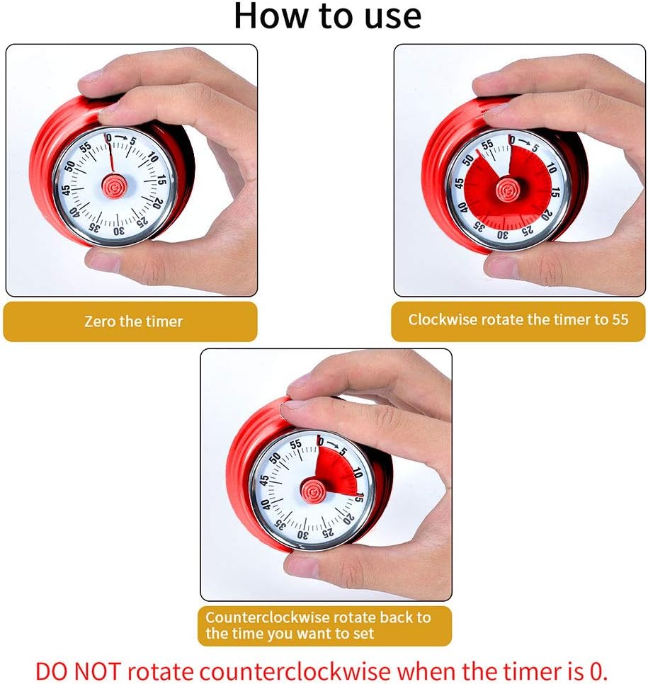 Kitchen Timer, Kitchen Countdown Cooking Reminder No Battery Required Magnetic Time Management Timer, Xmas Gift, Green