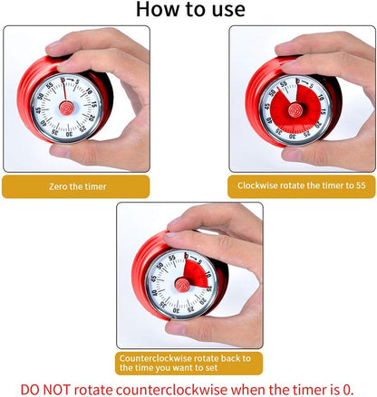 Kitchen Timer, Kitchen Countdown Cooking Reminder No Battery Required Magnetic Time Management Timer, Xmas Gift, Green