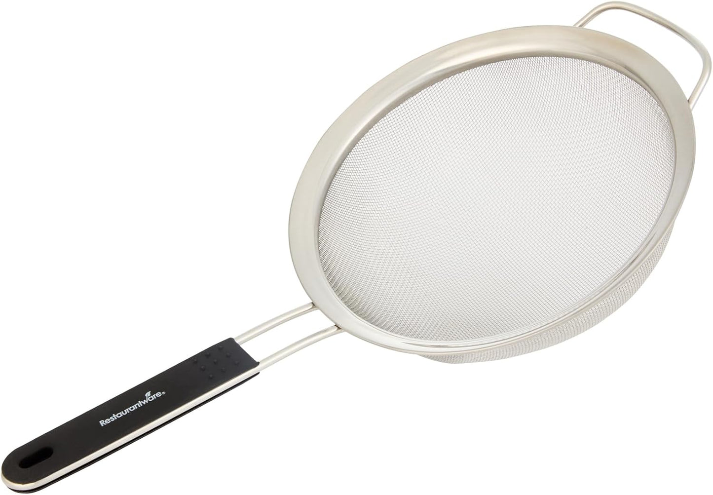 Restaurantware Fine Mesh Strainer Set of 3 Different Sizes with Silicone Handle Stainless Steel Extra Fine Mesh Strainer Heat-Resistant Handle Dishwasher-Safe for Rice, Quinoa, Pasta
