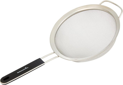 Restaurantware Fine Mesh Strainer Set of 3 Different Sizes with Silicone Handle Stainless Steel Extra Fine Mesh Strainer Heat-Resistant Handle Dishwasher-Safe for Rice, Quinoa, Pasta