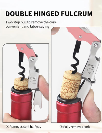 CORKAS Wine Key - Professional Handcrafted Heavy Duty Waiter Corkscrew, Compact Wine Opener with Double Hinged, Foil Cutter and Bottle Opener, Gifts for Servers, Sommelier, Bartenders - Red