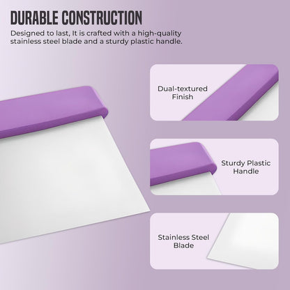 OCS Parts 6-Inch Stainless Steel Dough Cutter and Bench Scraper | White Handle | Cutter for Pizza Dough, Bread, and Pastry Dough | Multipurpose Kitchen Utensil