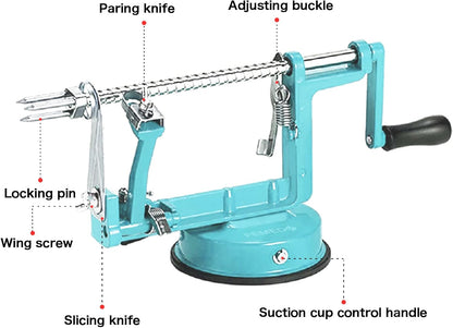 Apple Peeler Slicer Corer with Stainless Steel Blades and Powerful Suction Base for Apples Pears Potatoes(Red)