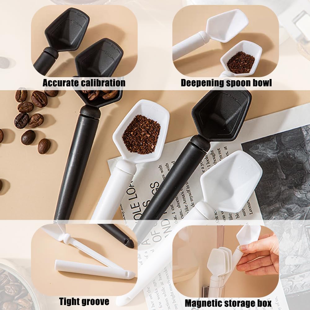 Ouliget Three in One Function Plastic Coffee Measuring Spoon Sealing Clip,Magnetic Wall Container Magnet Clips,Food Freshness Bag Clip Powder Tea Scoop,2 Pieces of 8