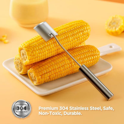 Corn Peeler Stainless Steel Corn Cob Stripping Tool Long Handle Corn on the Cob Remover Corn Thresher from the Cob Removes Corn Kernels from Corn Cobs In Seconds, Kitchen Gadget, Fast and Safe