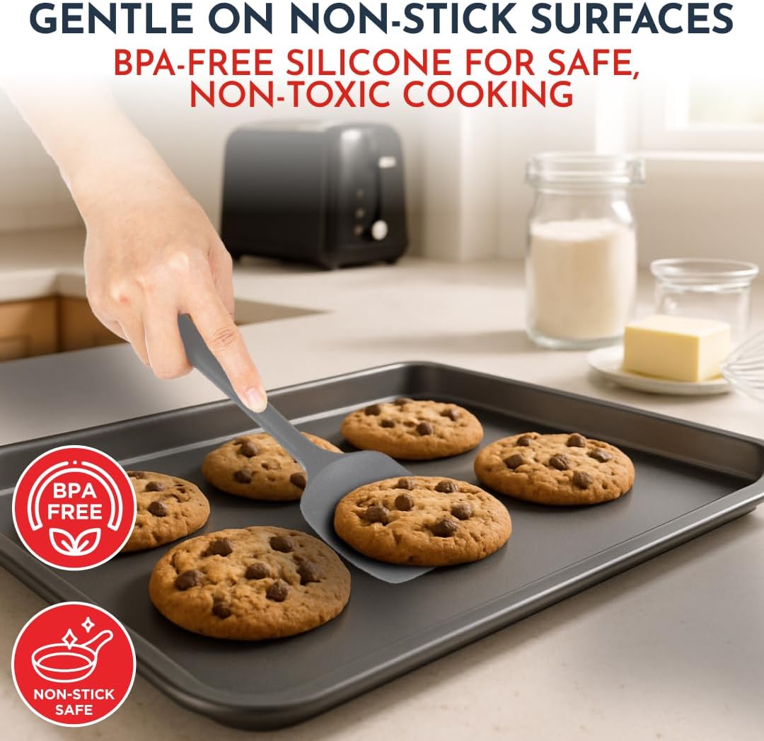 4-Piece Silicone Baking Spatula Set - Rubber Spatulas Silicone Heat Resistant, BPA-Free - Spatula Set for Nonstick Cookware - Baking Essentials