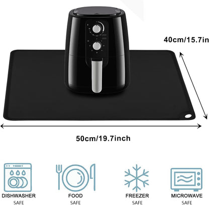Standard Silicone Mat,Black Baking Mat-Food Grade Kids Dinner Table Placemat Non Slip Counter Mat with Raised Edges Heat Resistant Mat for Air Fryer Nonstick Pastry Dough Mat(1 Pack 23.6'' x 15.7'')