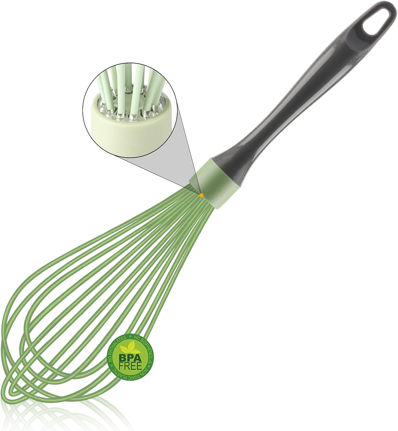 OYV Dishwasher Safe Whisk, Professional Whisks for Cooking Non-Scratch, Stainless Steel & Silicone Wisk, Plastic Rubber Whisk Tool for Nonstick Cookware Pans, Heat Resistant,12-Inch, Grey