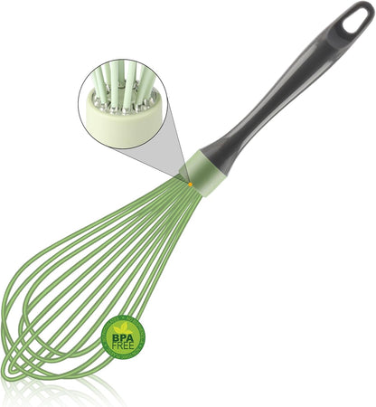 OYV Dishwasher Safe Whisk, Professional Whisks for Cooking Non-Scratch, Stainless Steel & Silicone Wisk, Plastic Rubber Whisk Tool for Nonstick Cookware Pans, Heat Resistant,12-Inch, Grey
