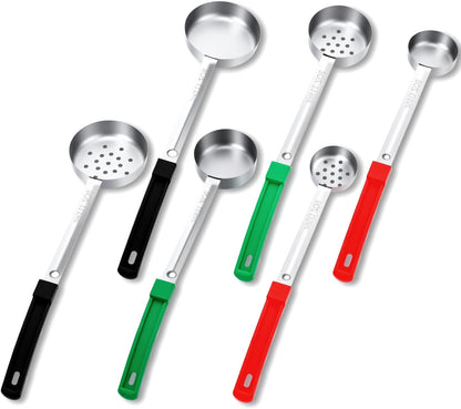6 Pcs Portion Control Serving Spoons, 3 Size Portion Control Spoons Ladle Scoops Stainless Steel Proportion Manage Slotted and Unslotted Scoops for Weight Loss Kitchen