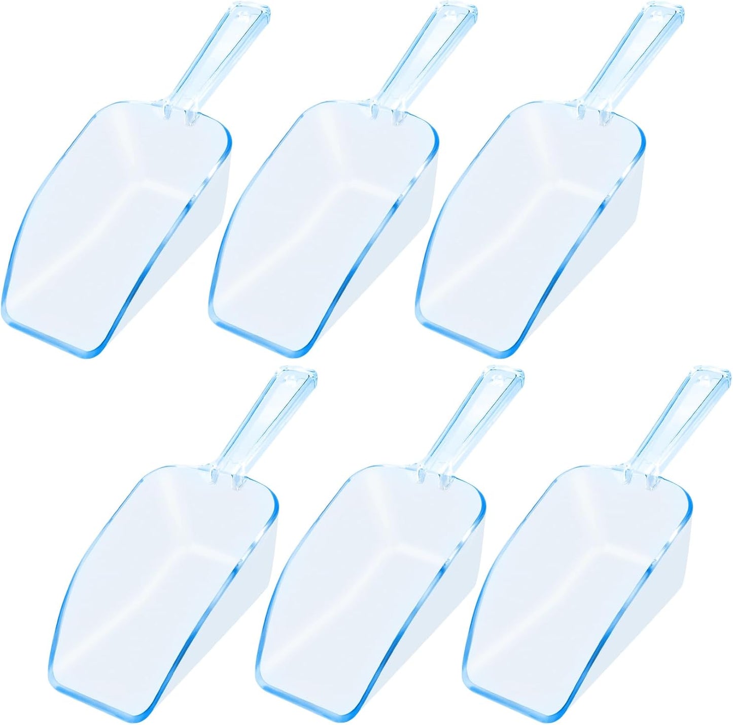 6 PCS Clear Plastic Ice Scoop(7.6 Inch) for Freezer Food Coffee Popcom Flour Dry Goods 5 Oz Simple Mini Ice Cube Shovel Scoopers Holder Laundry Freezer Bucket Bin Containers Maker Machine Kitchen Pick