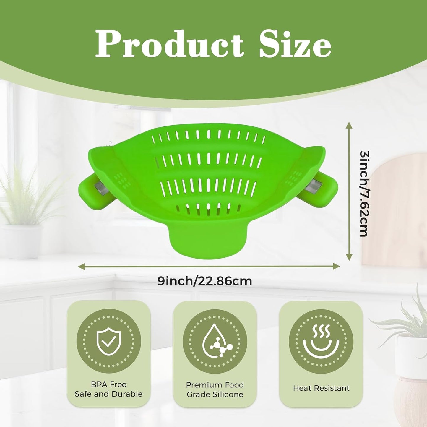 Clip-On Silicone Strainer for Pots, Heat-Resistant Handsfree Pasta & Vegetable Colander, Space-Saving Kitchen Gadget for Noodles, Veggies & Berries (Grey)