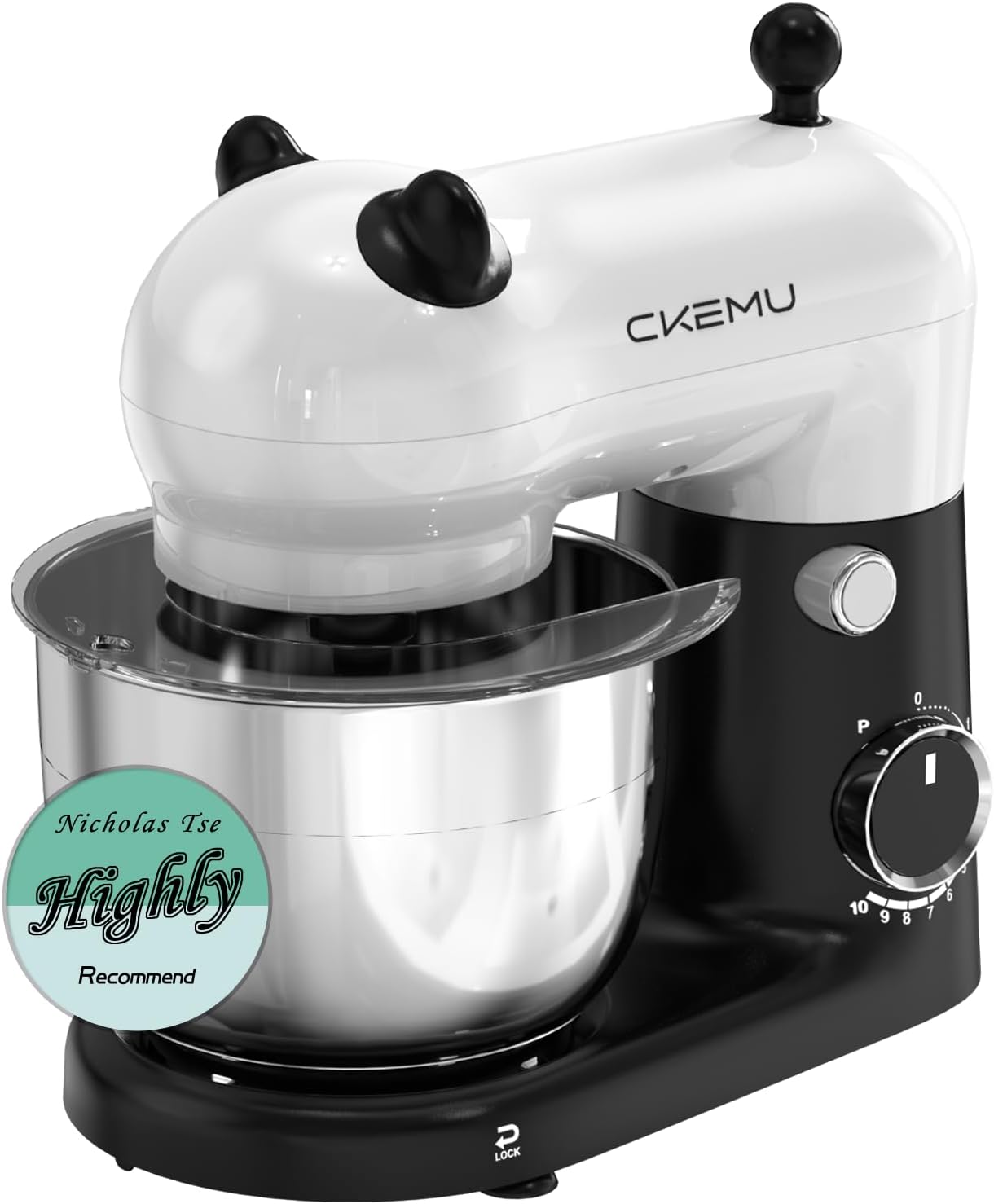 Stand Mixer, Compact & Space-Saving, Stainless Steel Bowl, Unique & Playful Design, Effcient 300W Motor, Dishwasher-Safe Attachments, SM-2549A (Black)