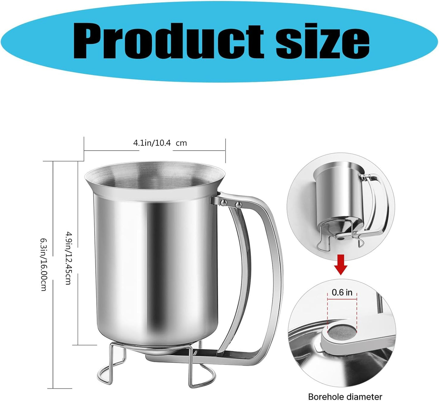 Batter Dispenser 680ml Funnel Stainless Steel Texture Suitable for Cupcake Waffles Features Adjustable Flows Pancakes Dispenser