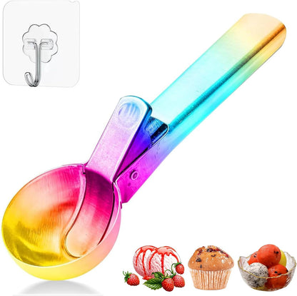Ice Cream Scoop,Portable Stainless Steel Ice Cream Scoop with Trigger and Comfortable Handle,Dishwasher Safe,DIY Ice Cream,Gelato,Sorbet,Cake Batter (1p-silver)