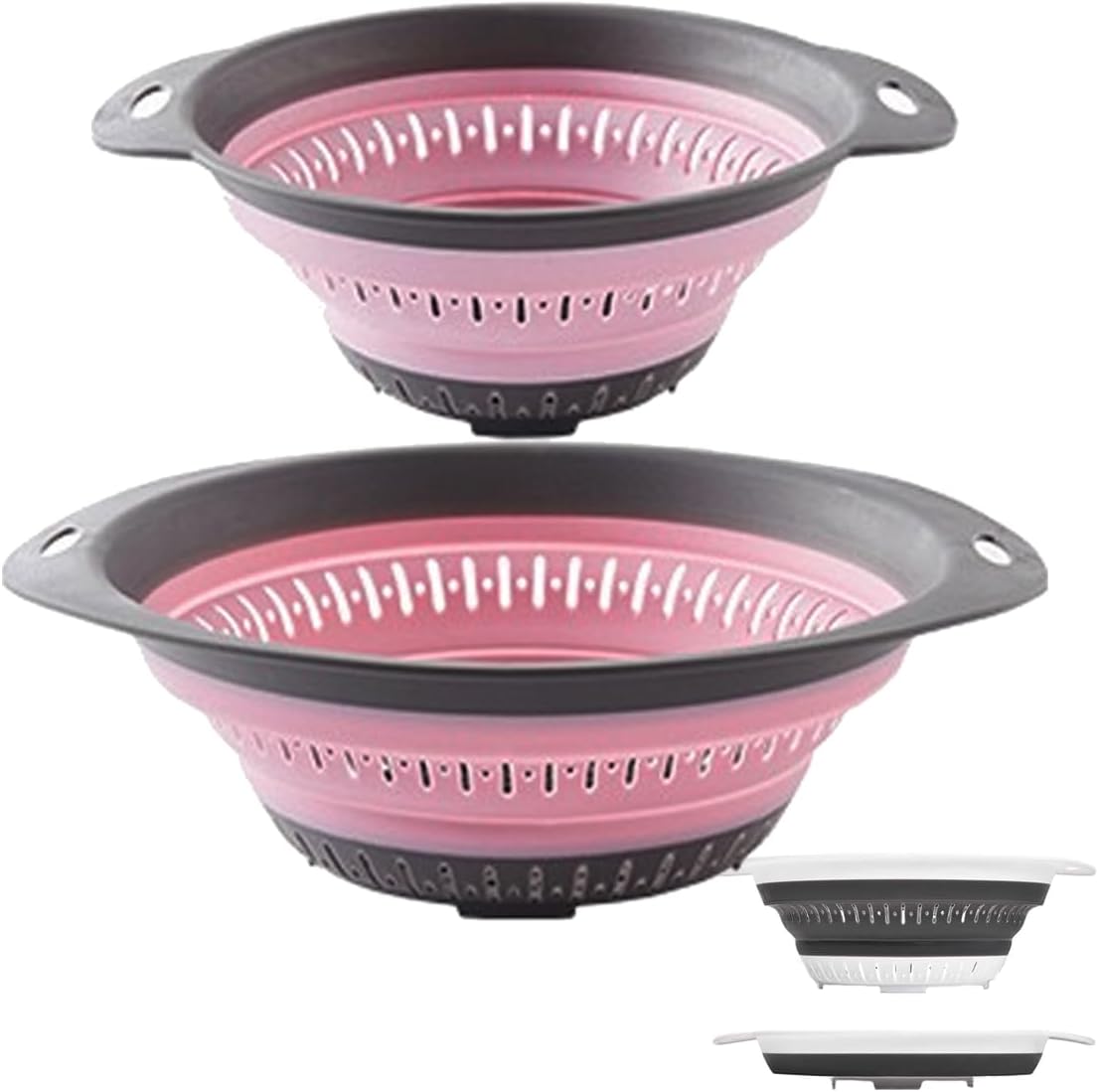 Collapsible Colander and Strainer,Silicone Strainer Colanders & Food Strainers,for Vegetable and Fruit, Kitchen Essentials (2, Blue, 1.3L+2.5L)