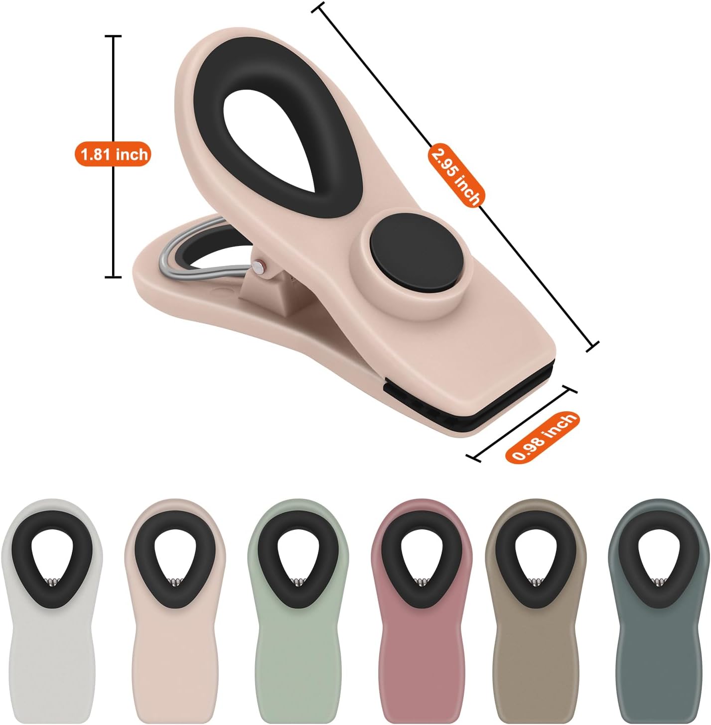 TACGEA Chip Clips, Magnetic Bag Clips with Air Tight Seal for Food Storage, 12 Pieces, Neutral Color