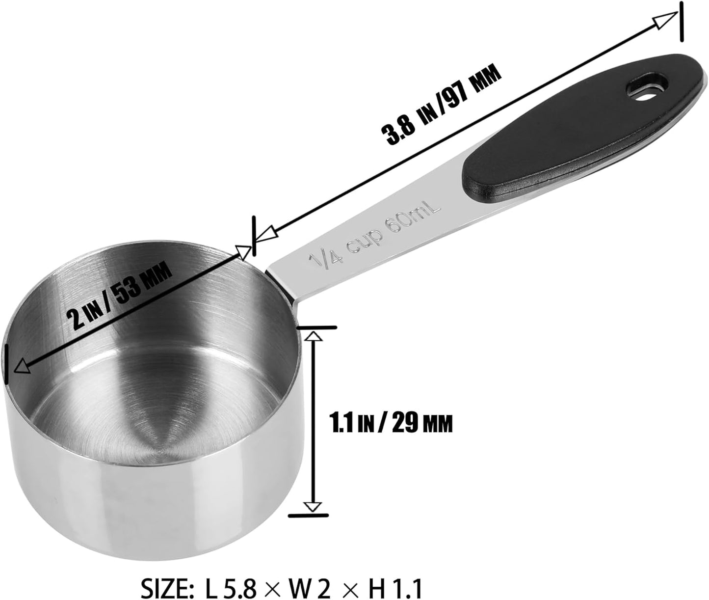 DOTINGHUX 1/3 Cup Magnetic Grips Stainless Steel Measuring Cup -1PCS