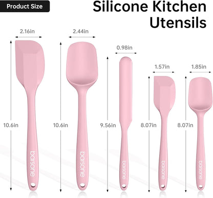 5-Piece Silicone Spatula Set - Heat Resistant 446°F Food Grade BPA Free, Nonstick Cookware Safe Dishwasher Safe Kitchen Tools for Baking, Cooking, Stirring, Multicolor.