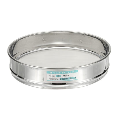 PATIKIL 10 Mesh(2mm) Lab Sieve, 11.8"(30cm) Diameter Sifting Screen 304 Stainless Steel Wire Cloth Fine Mesh Sieve for Industrial Laboratory Home Soil Sifter Dry Sift Screens Hash