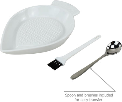 EIKS Ceramic Grater Plate for Grinding Wasabi Ginger Garlic Cheese Carrot Fruits Vegetables, Working for Home Kitchen Cooking Preparation