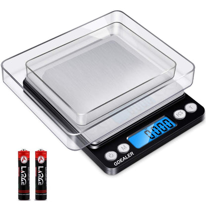 GDEALER Food Scale, 0.001oz/0.01g Precise Digital Kitchen Scale Gram Scales Weight Food Coffee Scale Digital Scales for Cooking Baking Stainless Steel Back-lit LCD Display Pocket Small Scale, Silver