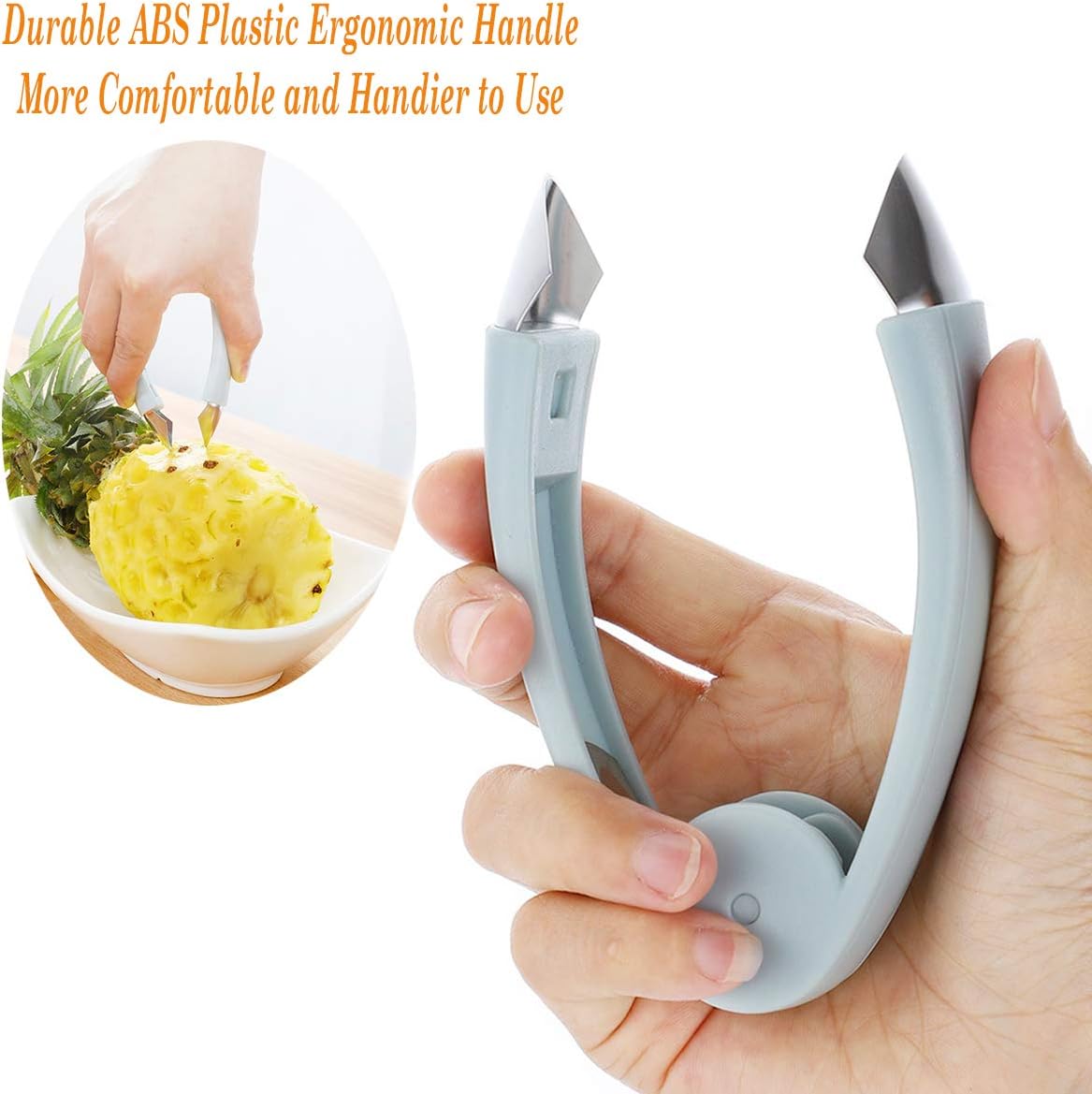 Strawberry Huller Stem Remover Tomato Corer Potato Pineapple Carrot Cutter Tool Kitchen Gadget Tweezers Peeler Utensil Clip for Fruit and Vegetable (Blue)