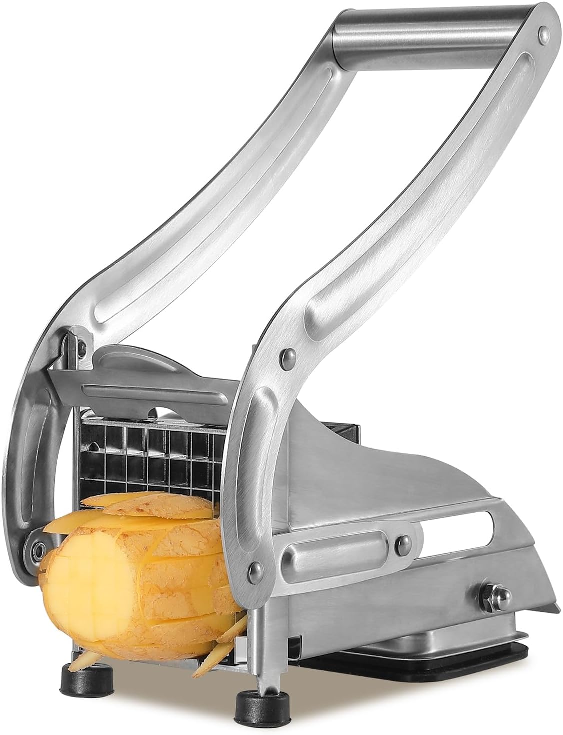 Premium French Fry Cutter & Potato Slicer – Stainless Steel Vegetable Cutter with 1/2 & 1/3 Inch Blades for Fries, Potatoes, Chips & Carrots (1-Pack)