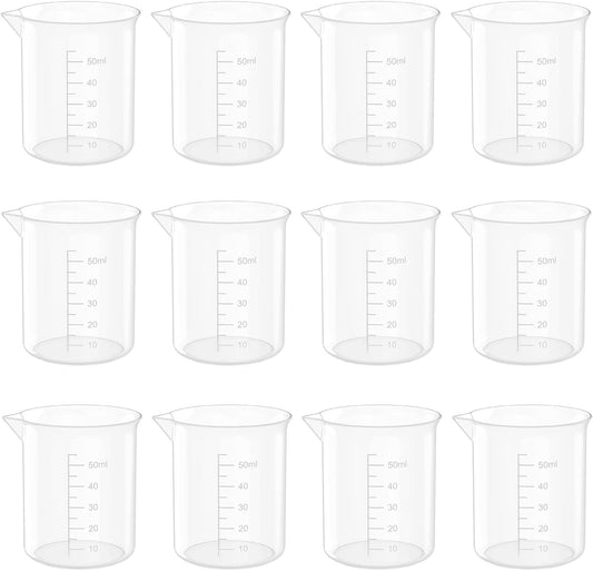 12 Pcs 1.7 Oz Transparent Experiment Measuring Cup | 50ml Plastic Beaker for Science Experiment, Measuring