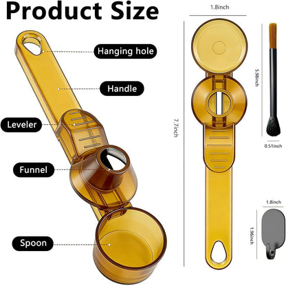Credon Coffee Scoop with Funnel for Ground Coffee & Protein Powder – Coffee Bean Measuring Spoon, 2 Tablespoon Slide Scoop for Reusable K-Cup, Precision Spill-Proof (Black)