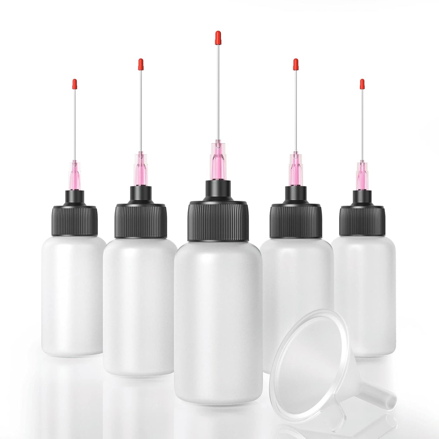 5 Pcs Plastic Squeeze Bottles (1 OZ), Precision Gun Oil Bottle, LDPE Oil Applicator with Extra Long 1.5 Inch Stainless Applicators Tip – Easy to Use for Crafts, Hinges, Sewing Machines and More